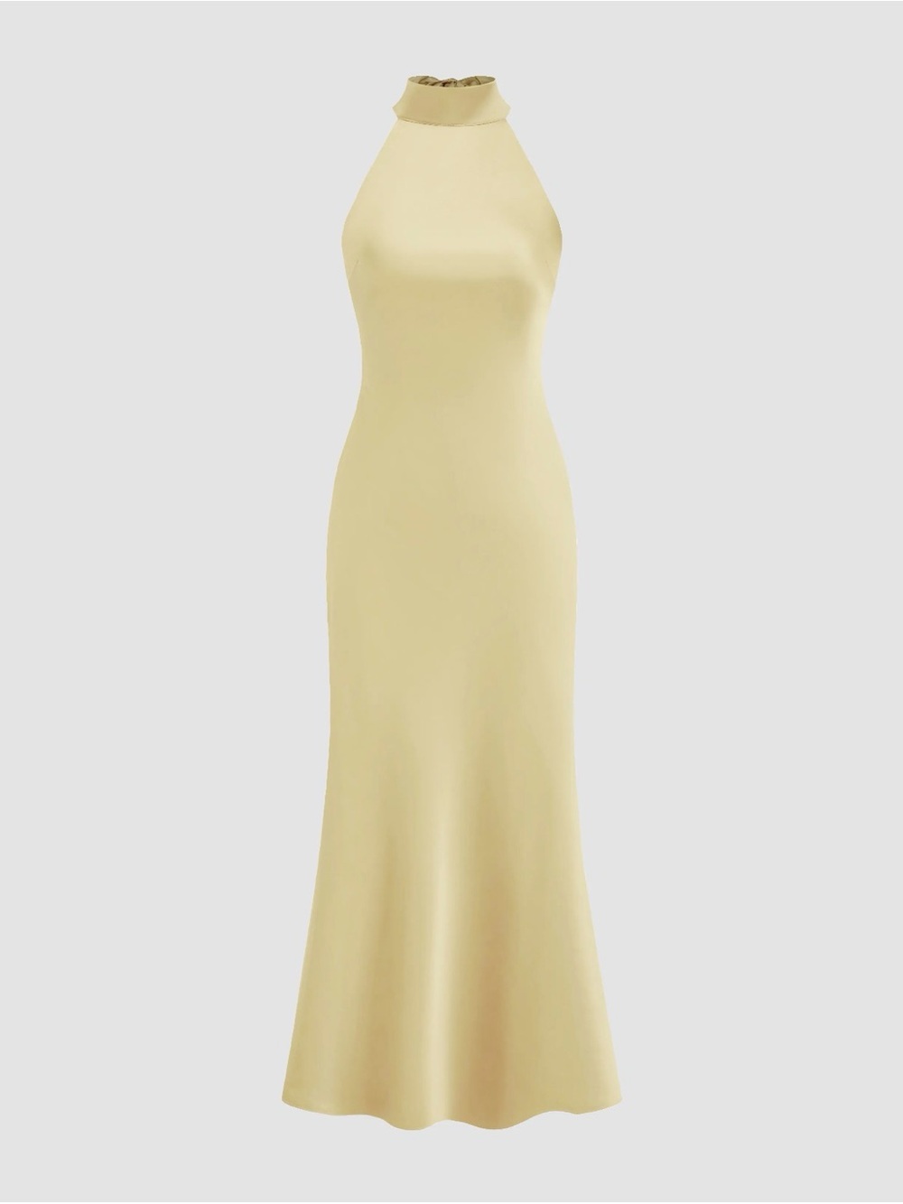 Cider Backless Halter Maxi Dress in Pale Yellow